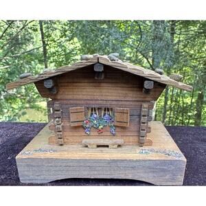 Vintage Swiss Chalet Music Trinket Music Box (not Working) -T31